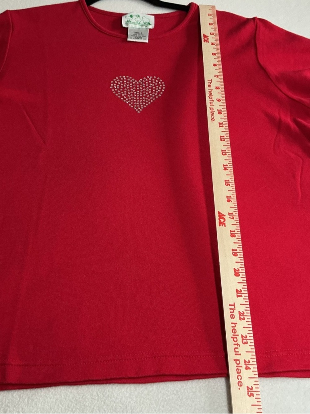 Quacker Factory Bright Red Crewneck heart Tee - Picture 3 of 8